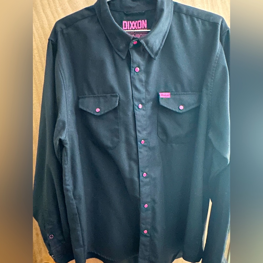 Dixxon Black Pink Pearl Button Snap-On— Size XL